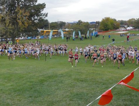 Shorecrest girls race off of the start line at the 3A Washington State Championships meet. 