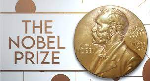 The Nobel Prize medal, featuring founder Alfred Nobel.