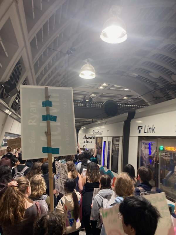 Josie photo of protest light rail